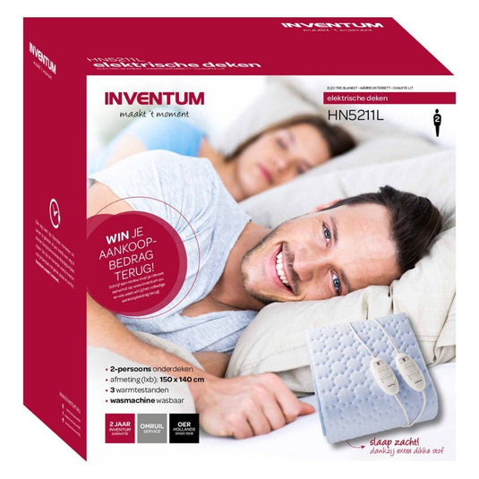Inventum hn5211l 2 persoons elektrische deken 150x140 cm lichtblauw fleece