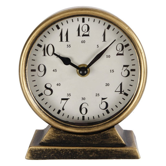 Overige merken metalen klok caroline 13x6.5x15 cm goud