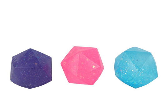 Glamour slow rise diamond sugar glitter knijpbal 6cm 3ass