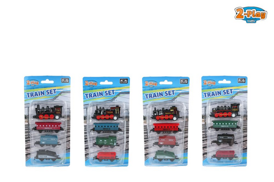 2-play locomotief met 3 aanhangers die cast pull back 4ass