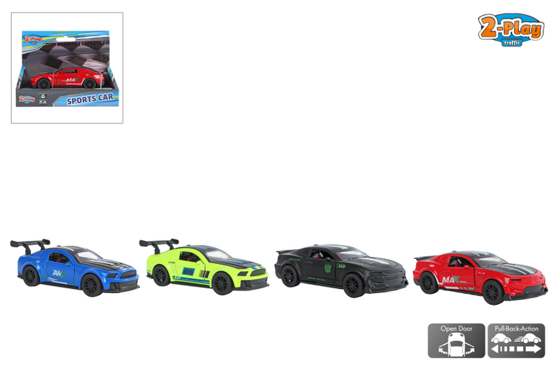 Afbeelding laden in galerijviewer, 2-play sportauto die cast pull back 4ass 11,5cm
