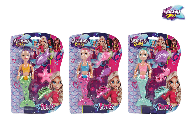 Afbeelding laden in galerijviewer, Mermaid stars mermaid met 3 accessoires 3ass 17cm
