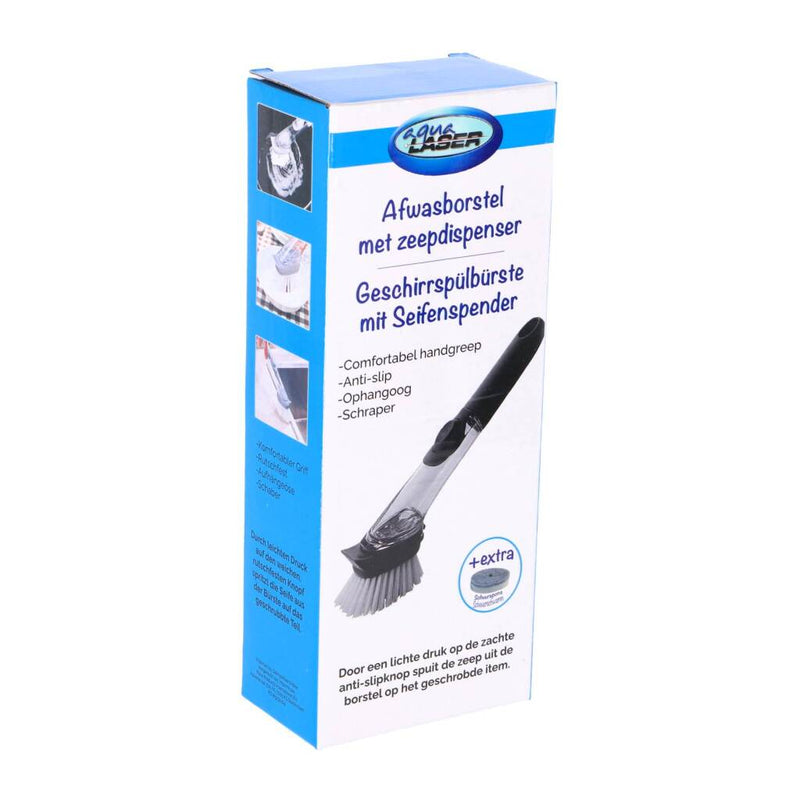 Afbeelding laden in galerijviewer, Overige merken aqua laser afwasborstel met dispenser + schuurspons zwart wit
