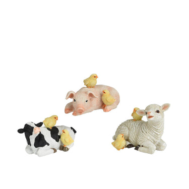 Decoris figuur dier polyresin 18x11,7x13,7cm 3 assorti