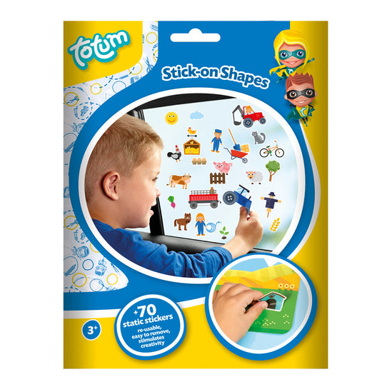 Totum boerderij raamstickers - 45 stuks - niet permanente verplaatsbare stickers boerderijdieren, voertuigen, gereedschap en bomen fruit - incl speeldecor