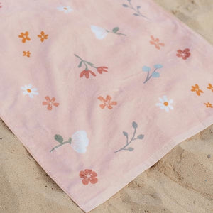 Merkloos sans marque little dutch pink flowers strandlaken 60x120 cm lichtroze