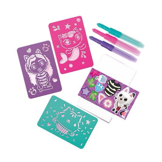 Totum gabby’s poppenhuis knutselset 2 in 1 glitter bedelarmbandjes maken blaaspennen en sjablonen gabby’s dollhouse creatief speelgoed meisjes cadeau tip