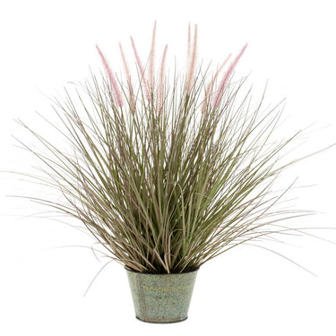 Emerald kunstplant in zinken pot lampenpoetsergras 58 cm