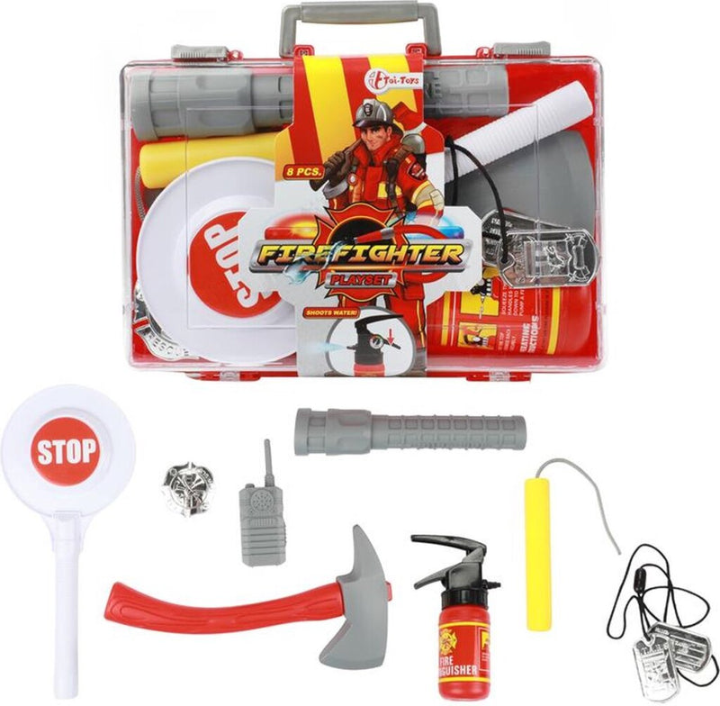 Afbeelding laden in galerijviewer, Toi-toys toi toys fire fighter brandweerkoffer met accessoires 25x16x6cm

