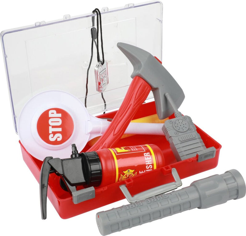 Afbeelding laden in galerijviewer, Toi-toys toi toys fire fighter brandweerkoffer met accessoires 25x16x6cm
