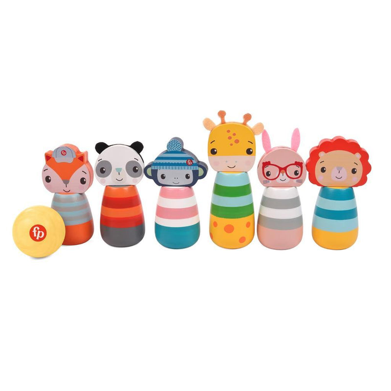 Afbeelding laden in galerijviewer, Fisher price houten kegelspel dieren
