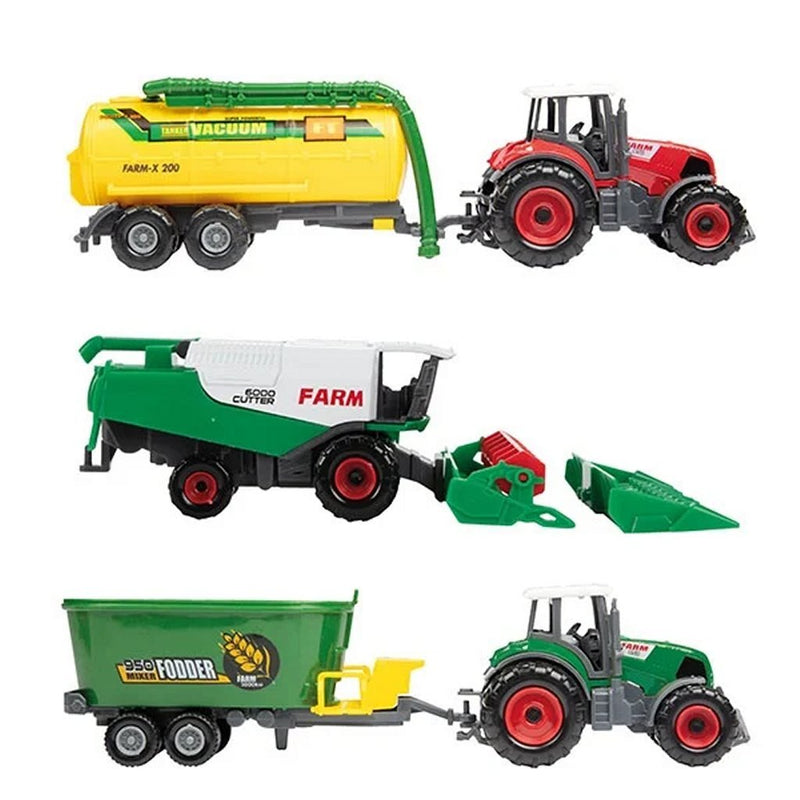 Afbeelding laden in galerijviewer, Toi-toys metal landbouw set 6-delig tractor + aanhanger 4 assorti
