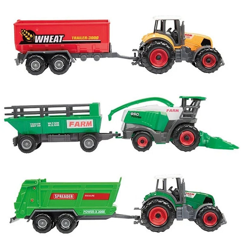 Afbeelding laden in galerijviewer, Toi-toys metal landbouw set 6-delig tractor + aanhanger 4 assorti
