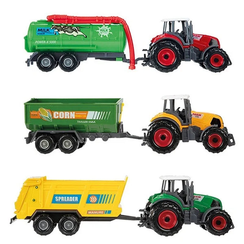 Afbeelding laden in galerijviewer, Toi-toys metal landbouw set 6-delig tractor + aanhanger 4 assorti
