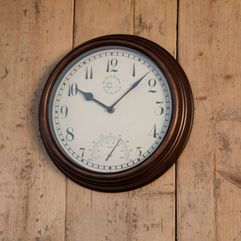 Afbeelding laden in galerijviewer, Esschert design stationsklok met thermometer 30,5 cm tf007
