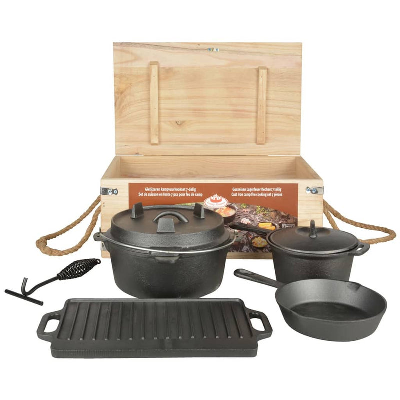 Afbeelding laden in galerijviewer, Esschert design kampvuur kookset 7-delig zwartff240
