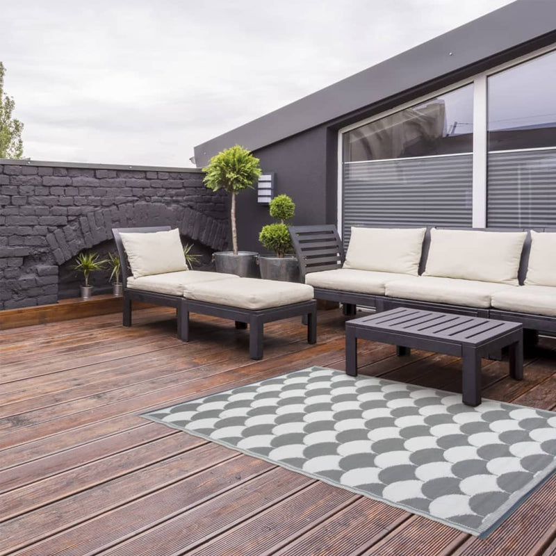 Afbeelding laden in galerijviewer, Esschert Design Esschert Design Buitenkleed 180x121 cm grijs en wit OC24
