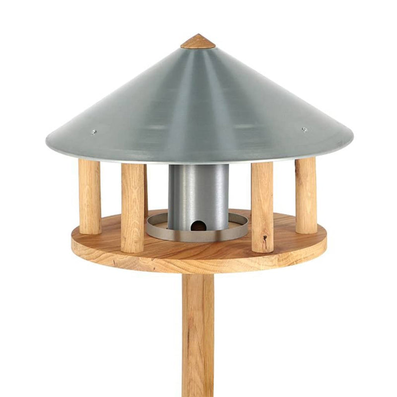 Afbeelding laden in galerijviewer, Esschert design vogelvoederhuisje met silo en rond dak zink
