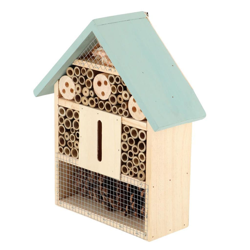 Afbeelding laden in galerijviewer, Esschert design houten insectenhotel 10x24x29 cm naturel mintgroen
