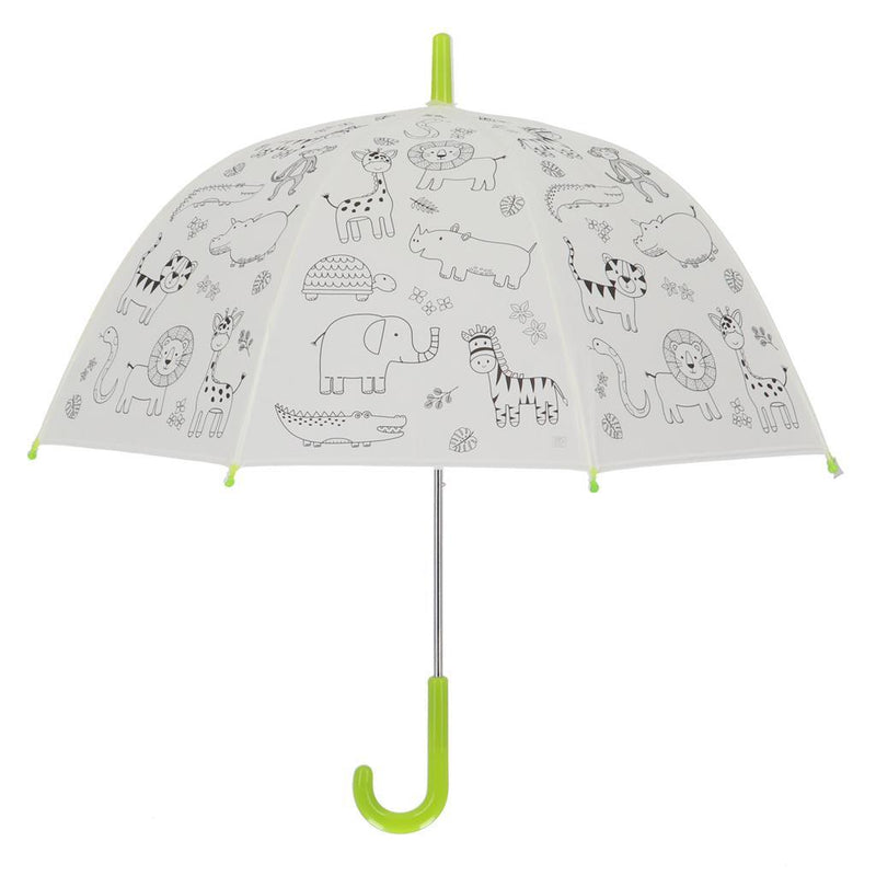 Afbeelding laden in galerijviewer, Esschert design inkleurparaplu jungledieren + 9 stiften
