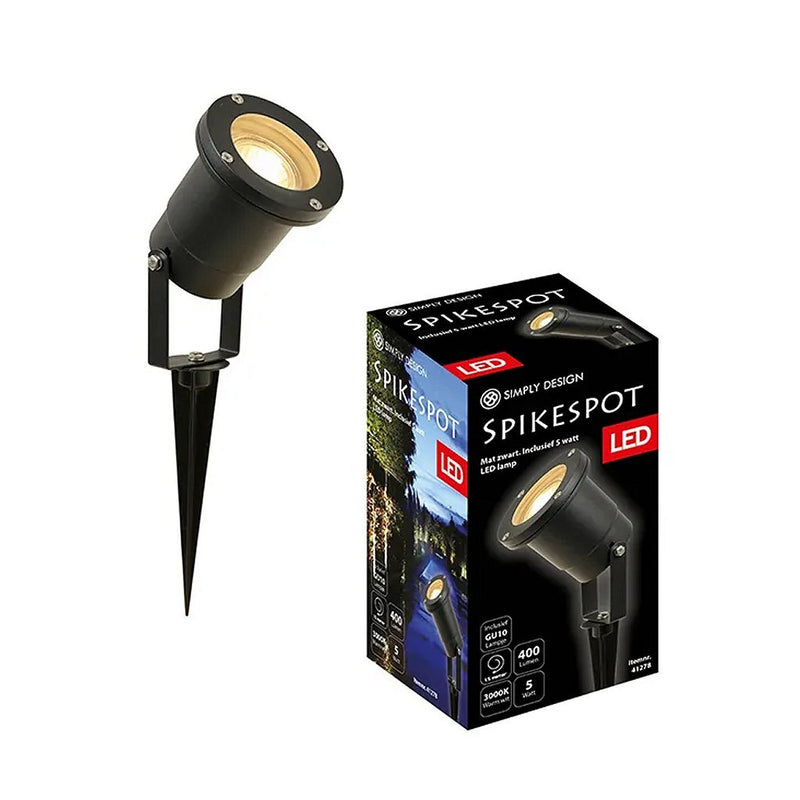 Afbeelding laden in galerijviewer, Simply design led spikespot gu10 5w 3000k zwart metaal
