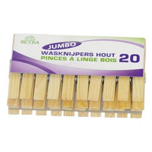 Wasknijpers jumbo hout set 20 stuks