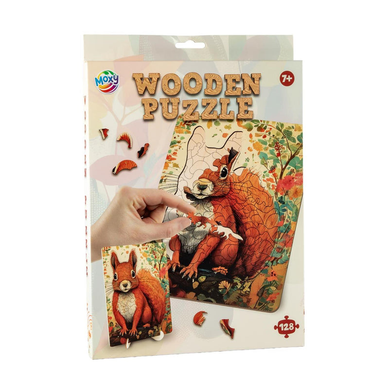 Afbeelding laden in galerijviewer, Moxy houten puzzel squirrel unieke vormen, 130pcs
