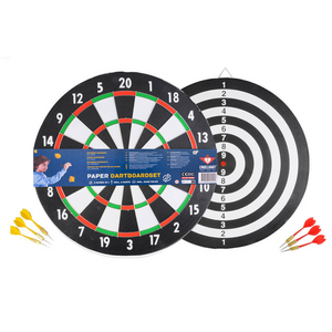 Longfield dartbord papier dia 43 cm, dikte 1 cm met 6 darts