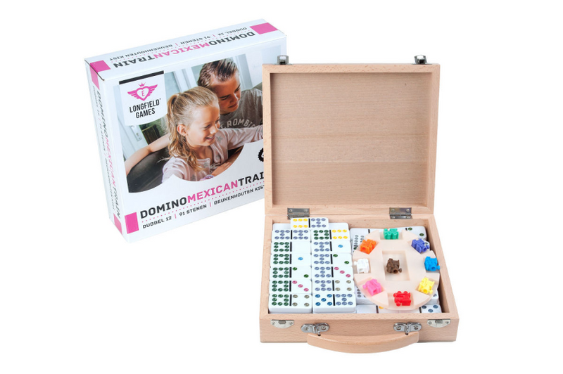Afbeelding laden in galerijviewer, Domino mexican train in houten koffer
