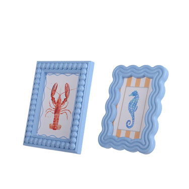 Decoris fotolijst blauw hout 2x14x19cm 2 assorti