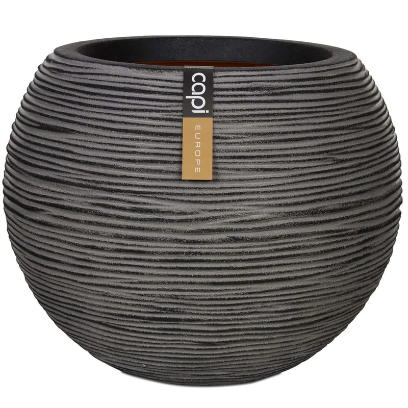 Afbeelding laden in galerijviewer, Capi bloempot nature rib bolvormig 40x32 cm antraciet kofz270
