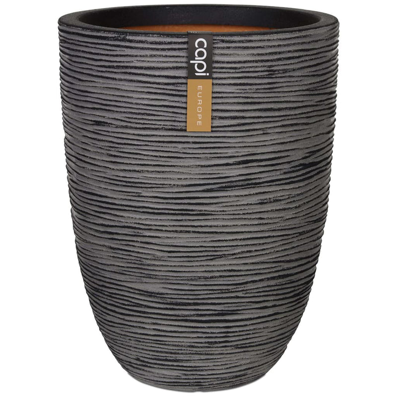 Afbeelding laden in galerijviewer, Capi bloempot nature rib elegant laag 36x47 cm antraciet kofz782
