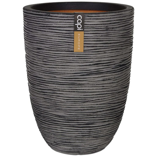 Capi bloempot nature rib elegant laag 36x47 cm antraciet kofz782