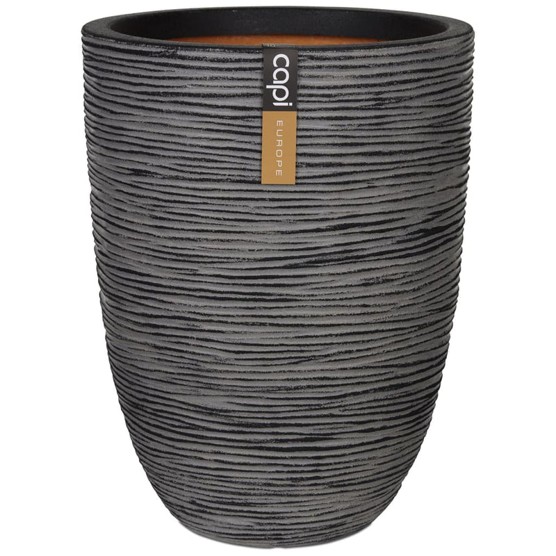 Afbeelding laden in galerijviewer, Capi bloempot nature rib elegant laag 46x58 cm antraciet kofz783
