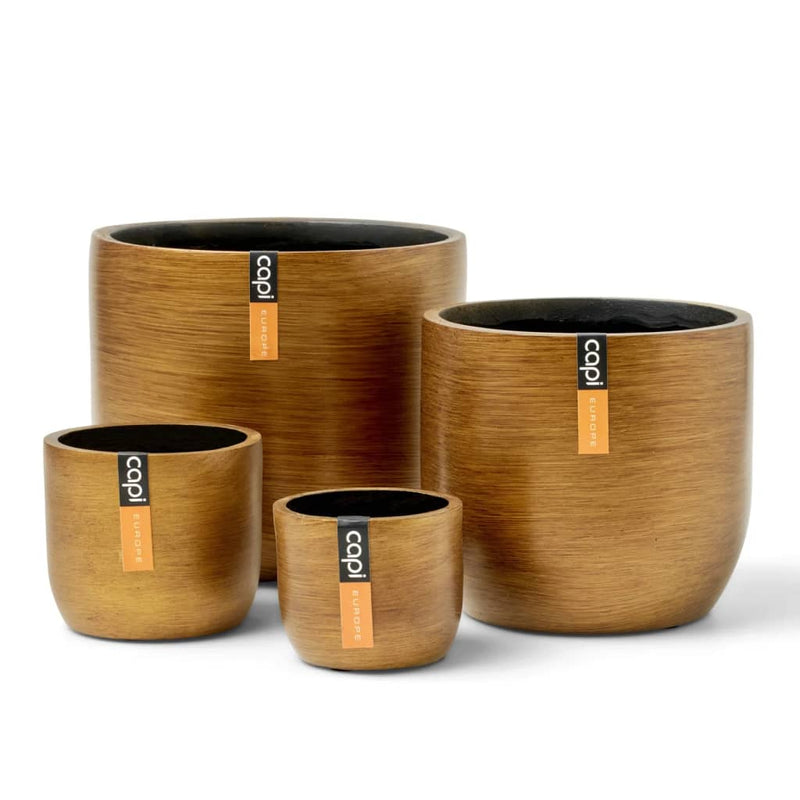 Afbeelding laden in galerijviewer, Capi 4-delige bloempottenset lux retro goudkleurig
