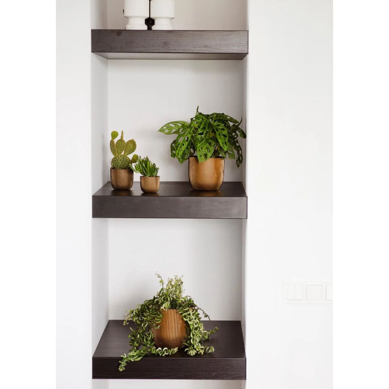 Afbeelding laden in galerijviewer, Capi capi 4-delige bloempottenset groove goudkleurig
