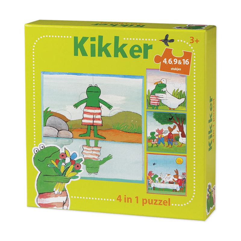 Afbeelding laden in galerijviewer, Bambolino kikker puzzel 4 in 1. 3+
