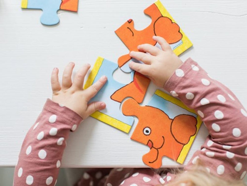 Afbeelding laden in galerijviewer, Bambolino dikkie dik puzzel 4 in 1. confetti 3+
