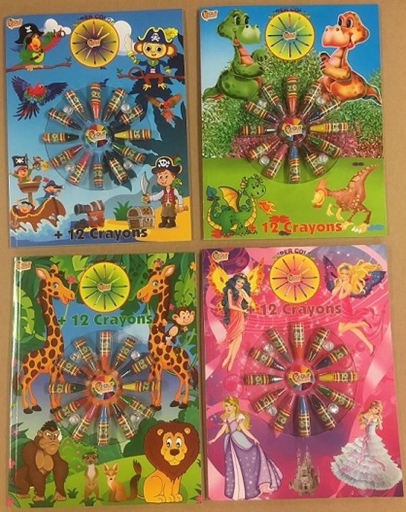 Afbeelding laden in galerijviewer, Kleurboek+wasco krijtjes. 4 ass 12 stuks
