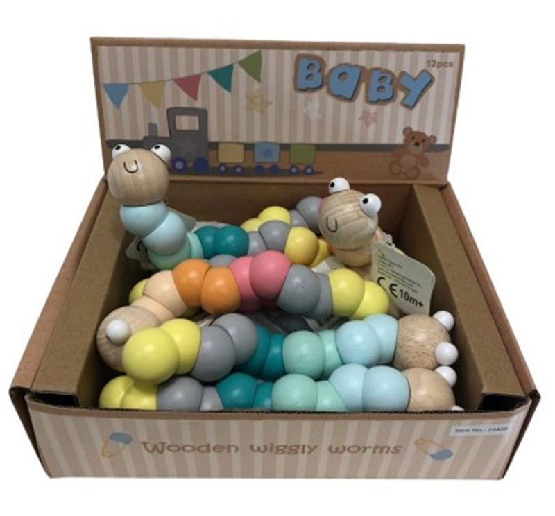 Afbeelding laden in galerijviewer, Houten wiggly worm. pastelkleur. 3+ | 12 stuks
