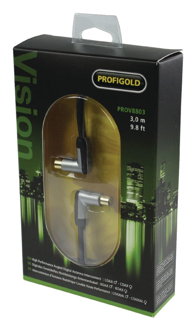 Afbeelding laden in galerijviewer, Profigold profigold prov8803 coaxkabel male gehoekt female gehoekt 3,00 m zwart
