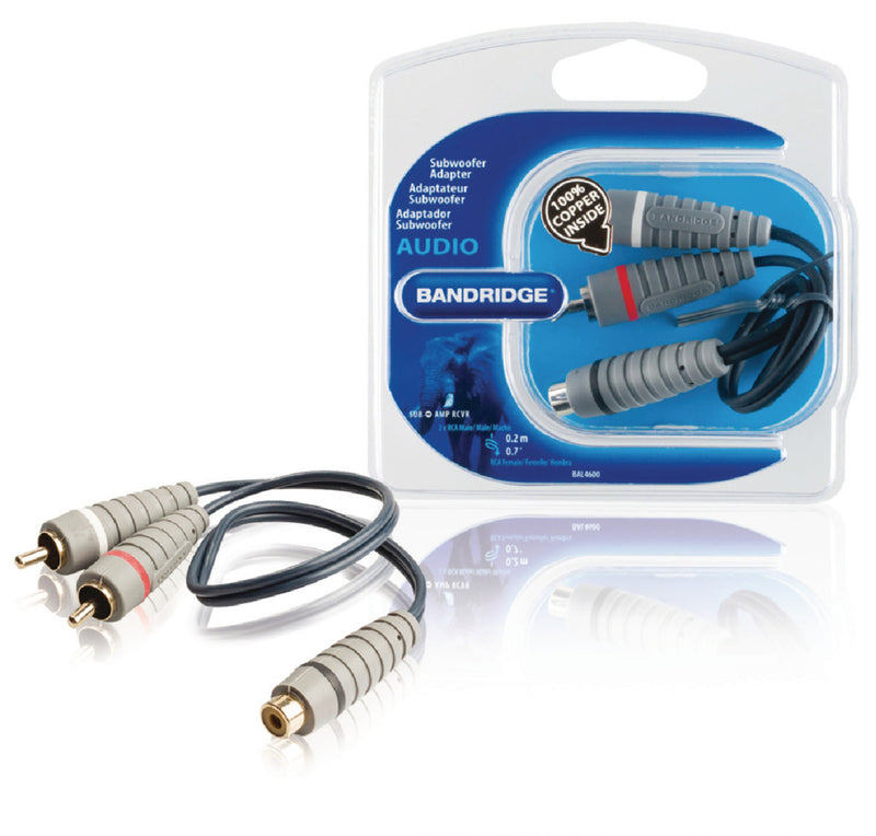 Afbeelding laden in galerijviewer, Bandridge bal4600 subwooferkabel 2x rca male - rca female 0.20 m blauw
