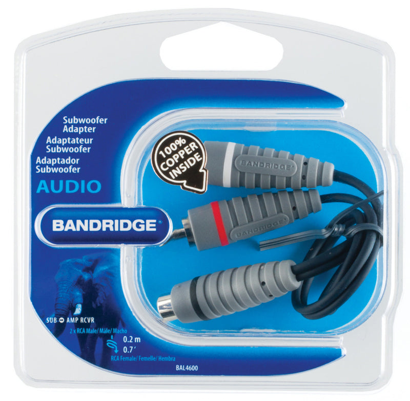 Afbeelding laden in galerijviewer, Bandridge bal4600 subwooferkabel 2x rca male - rca female 0.20 m blauw
