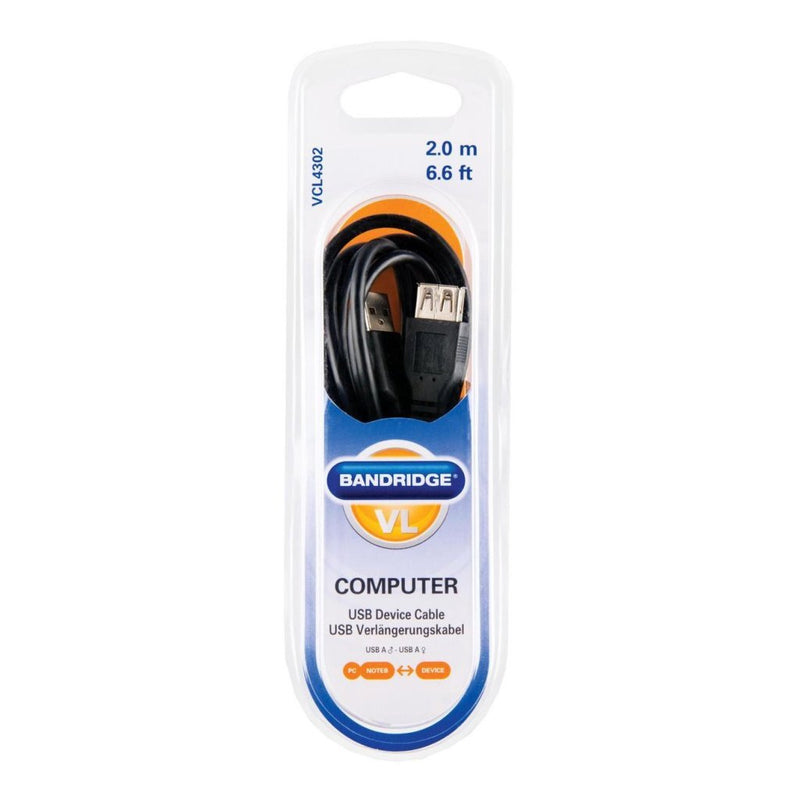 Afbeelding laden in galerijviewer, Bandridge usb 2.0 a male naar usb 2.0 a female 2 m zwart
