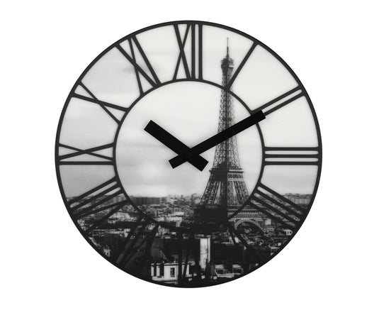 Nextime ne-3004 wandklok dia. 39 cm, plastic, 3d, grijs, #039;la ville #039;