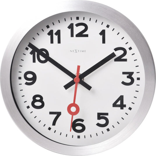Nextime ne-3998ar wandklok dia. 19 cm, geborsteld aluminium, 'station'