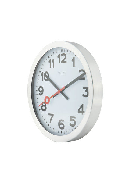 Afbeelding laden in galerijviewer, Nextime ne-3998ar wandklok dia. 19 cm, geborsteld aluminium, 'station'
