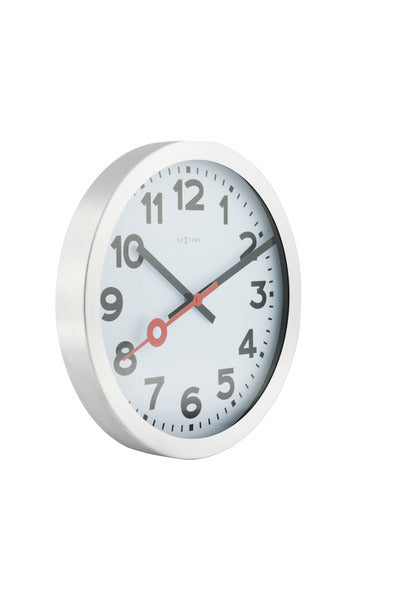 Afbeelding laden in galerijviewer, Nextime ne-3998ar wandklok dia. 19 cm, geborsteld aluminium, 'station'
