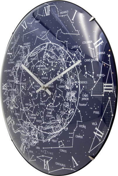 Afbeelding laden in galerijviewer, Nextime ne-3165 wandklok dia. 35 cm, bol glas, 'milky way dome'
