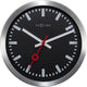 Nextime ne-3998stzw wandklok #039;station #039; oslash;19 cm, geborsteld aluminium zwart